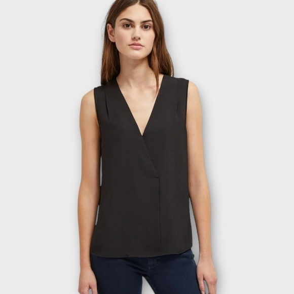 🌻FRENCH CONNECTION Crepe Black Light Crossover Top Size Medium - Picture 1 of 9